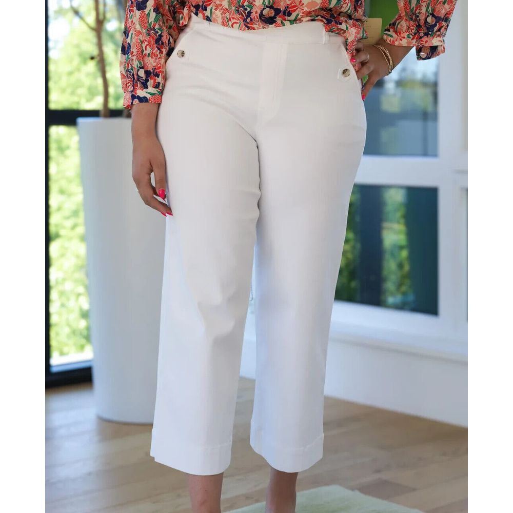 SPANX Stretch Twill Cropped Wide Leg Pant Women 3X Tummy Control Pockets Stretch